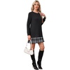 image:imagePrinStory Womens Long Sleeve Dress Knitted Crewneck Tunic with Pockets Fall and Winter Casual Fashion SweatshirtBlack
