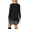 image:imagePrinStory Womens Long Sleeve Dress Knitted Crewneck Tunic with Pockets Fall and Winter Casual Fashion SweatshirtBlack