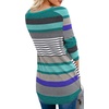 image:imagePrinStory Womens Long Sleeve Shirt Fall Tops Casual V Neck Side Split Shirt With Side ZipperFp Blue Stripe