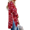 image:imagePrinStory Womens Long Sleeve Shirt Fall Tops Casual V Neck Side Split Shirt With Side ZipperFp Snowflake Red