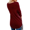 image:imagePrinStory Womens Long Sleeve Shirt Fall Tops Casual V Neck Side Split Shirt With Side ZipperWine Red