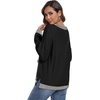 image:imagePrinStory Womens Long Sleeve Sweaters Loose Fit Crewneck Pullover Tops with Side Slits 2025 Fall Outfits Fashion ClothesBlack