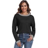 image:imagePrinStory Womens Long Sleeve Sweaters Loose Fit Crewneck Pullover Tops with Side Slits 2025 Fall Outfits Fashion ClothesBlack