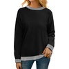 image:imagePrinStory Womens Long Sleeve Sweaters Loose Fit Crewneck Pullover Tops with Side Slits 2025 Fall Outfits Fashion ClothesBlack