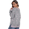 image:imagePrinStory Womens Long Sleeve Sweaters Loose Fit Crewneck Pullover Tops with Side Slits 2025 Fall Outfits Fashion ClothesGray Pink Star