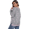 image:imagePrinStory Womens Long Sleeve Sweaters Loose Fit Crewneck Pullover Tops with Side Slits 2025 Fall Outfits Fashion ClothesGray Pink Star