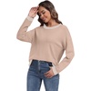 image:imagePrinStory Womens Long Sleeve Sweaters Loose Fit Crewneck Pullover Tops with Side Slits 2025 Fall Outfits Fashion ClothesLight Camel