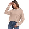 image:imagePrinStory Womens Long Sleeve Sweaters Loose Fit Crewneck Pullover Tops with Side Slits 2025 Fall Outfits Fashion ClothesLight Camel