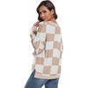 image:imagePrinStory Womens Long Sleeve Sweaters Loose Fit Crewneck Pullover Tops with Side Slits 2025 Fall Outfits Fashion ClothesWhite Camel Plaid