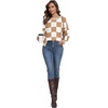 image:imagePrinStory Womens Long Sleeve Sweaters Loose Fit Crewneck Pullover Tops with Side Slits 2025 Fall Outfits Fashion ClothesWhite Khaki Plaid