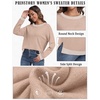 image:imagePrinStory Womens Long Sleeve Sweaters Loose Fit Crewneck Pullover Tops with Side Slits 2025 Fall Outfits Fashion ClothesWhite Khaki Plaid