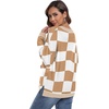 image:imagePrinStory Womens Long Sleeve Sweaters Loose Fit Crewneck Pullover Tops with Side Slits 2025 Fall Outfits Fashion ClothesWhite Khaki Plaid