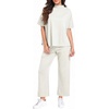 image:imagePrinStory Womens Lounge Set Summer 2 Piece Outfits Pullover Top and Wide Leg Pants Matching Sets 2026Beige
