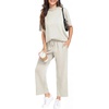 image:imagePrinStory Womens Lounge Set Summer 2 Piece Outfits Pullover Top and Wide Leg Pants Matching Sets 2026Beige