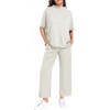 image:imagePrinStory Womens Lounge Set Summer 2 Piece Outfits Pullover Top and Wide Leg Pants Matching Sets 2026Beige