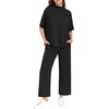 image:imagePrinStory Womens Lounge Set Summer 2 Piece Outfits Pullover Top and Wide Leg Pants Matching Sets 2026Dark Black