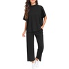 image:imagePrinStory Womens Lounge Set Summer 2 Piece Outfits Pullover Top and Wide Leg Pants Matching Sets 2026Dark Black
