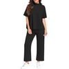 image:imagePrinStory Womens Lounge Set Summer 2 Piece Outfits Pullover Top and Wide Leg Pants Matching Sets 2026Dark Black