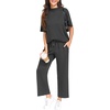 image:imagePrinStory Womens Lounge Set Summer 2 Piece Outfits Pullover Top and Wide Leg Pants Matching Sets 2026Dark Gray