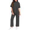 image:imagePrinStory Womens Lounge Set Summer 2 Piece Outfits Pullover Top and Wide Leg Pants Matching Sets 2026Dark Gray