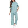 image:imagePrinStory Womens Lounge Set Summer 2 Piece Outfits Pullover Top and Wide Leg Pants Matching Sets 2026Light Blue