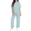 image:imagePrinStory Womens Lounge Set Summer 2 Piece Outfits Pullover Top and Wide Leg Pants Matching Sets 2026Light Blue