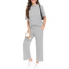 image:imagePrinStory Womens Lounge Set Summer 2 Piece Outfits Pullover Top and Wide Leg Pants Matching Sets 2026Light Gray