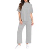 image:imagePrinStory Womens Lounge Set Summer 2 Piece Outfits Pullover Top and Wide Leg Pants Matching Sets 2026Light Gray