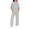 image:imagePrinStory Womens Lounge Set Summer 2 Piece Outfits Pullover Top and Wide Leg Pants Matching Sets 2026Light Gray