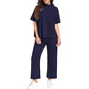 image:imagePrinStory Womens Lounge Set Summer 2 Piece Outfits Pullover Top and Wide Leg Pants Matching Sets 2026Navy Blue