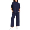 image:imagePrinStory Womens Lounge Set Summer 2 Piece Outfits Pullover Top and Wide Leg Pants Matching Sets 2026Navy Blue