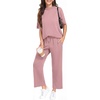 image:imagePrinStory Womens Lounge Set Summer 2 Piece Outfits Pullover Top and Wide Leg Pants Matching Sets 2026Purple Red