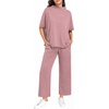 image:imagePrinStory Womens Lounge Set Summer 2 Piece Outfits Pullover Top and Wide Leg Pants Matching Sets 2026Purple Red