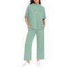 image:imagePrinStory Womens Lounge Set Summer 2 Piece Outfits Pullover Top and Wide Leg Pants Matching Sets 2026Turquoise