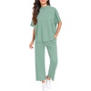 image:imagePrinStory Womens Lounge Set Summer 2 Piece Outfits Pullover Top and Wide Leg Pants Matching Sets 2026Turquoise