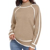 image:imagePrinStory Womens Mock Neck Pullover Sweater Long Sleeve Color Block Loose Knit 2024 Fall and Winter Basic Trend Outfits