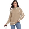 image:imagePrinStory Womens Mock Neck Pullover Sweater Long Sleeve Color Block Loose Knit 2024 Fall and Winter Basic Trend Outfits