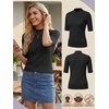 image:imagePrinStory Womens Mock Neck Short Sleeve Tops  Non See Through Business Casual Shirts for Office TravelWrinkle Free Slim Fit Blouse Carbon Black US 2XL