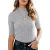 image:imagePrinStory Womens Mock Neck Tops Short Sleeve Turtleneck Slim Fit Basic Shirt for Business Casual Work Dressy Wear S2XLLight Gray