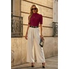 image:imagePrinStory Womens Mock Neck Tops Short Sleeve Turtleneck Slim Fit Basic Shirt for Business Casual Work Dressy Wear S2XLRed