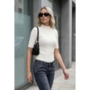 image:imagePrinStory Womens Mock Neck Tops Short Sleeve Turtleneck Slim Fit Basic Shirt for Business Casual Work Dressy Wear S2XLWhite