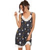 image:imagePrinStory Womens Nightgown Vneck Chemise Sleepwear Lace Nightwear Soft Lingerie for WomenBlack Moon Ghost