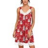 image:imagePrinStory Womens Nightgown Vneck Chemise Sleepwear Lace Nightwear Soft Lingerie for WomenRed Snowman