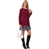 image:imagePrinStory Womens OnePieces Tunic Dress  Flowy Fall Lightweight Soft Casual Work Party Vacation Long Sleeve Pleated SkirtWine Red