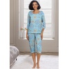 image:imagePrinStory Womens Pajama Set Capri Pjs Sets 2 Piece Soft Lounge Sets Sleepwear with PocketsFpblue Mandala Print