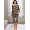 image:imagePrinStory Womens Pajama Set Capri Pjs Sets 2 Piece Soft Lounge Sets Sleepwear with PocketsFpcoffee Colorful Cat