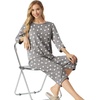 image:imagePrinStory Womens Pajama Set Capri Pjs Sets 2 Piece Soft Lounge Sets Sleepwear with PocketsFpgray White Star