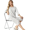 image:imagePrinStory Womens Pajama Set Capri Pjs Sets 2 Piece Soft Lounge Sets Sleepwear with PocketsFpwhite Color Block