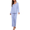 image:imagePrinStory Womens Pajama Set Long Sleeve Sleepwear Ladies Lounge Set Soft Pjs Loungewear 2026Fpspot Blue