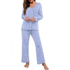 image:imagePrinStory Womens Pajama Set Long Sleeve Sleepwear Ladies Lounge Set Soft Pjs Loungewear 2026Fpspot Blue